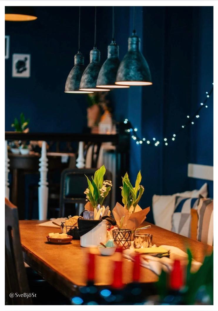 Gemütliches Restaurantinterieur beim Kochsternstunden Wettbewerb in Schleswig-Holstein, dekoriert mit Pflanzen.